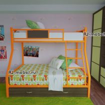 двухъярусная металлическая кровать зевс 2 (оранжевая)