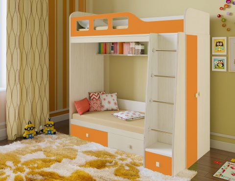 Двухъярусная деревянная кровать Астра 3 Оранжевый