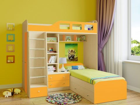 Двухъярусная деревянная кровать Астра 4 Оранжевый