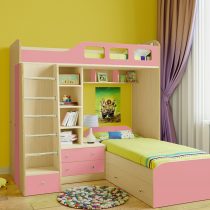 Двухъярусная деревянная кровать Астра 4 Розовый
