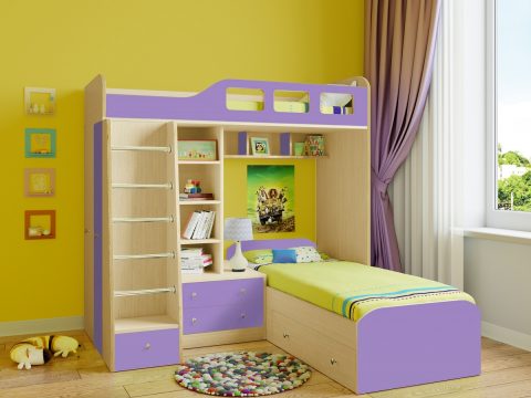 Двухъярусная деревянная кровать Астра 4 Фиолетовый