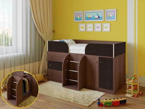 Двухъярусная деревянная кровать Астра 5 Дуб шамони-Венге