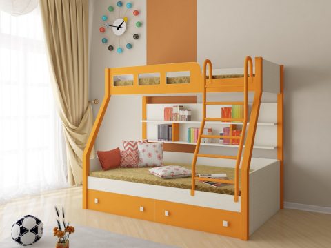 Двухъярусная деревянная кровать Рио Оранжевый