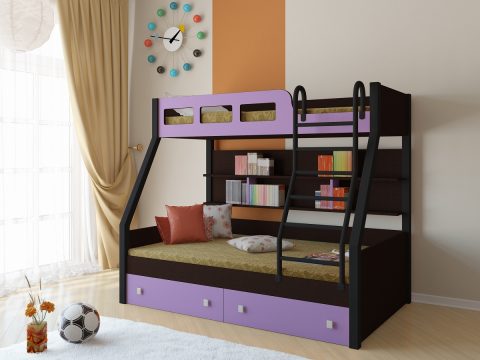 Двухъярусная деревянная кровать Рио Фиолетовый